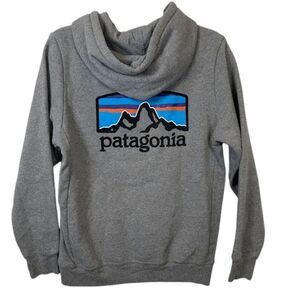 Patagonia Fitz Roy Icon Uprisal Hoody Gravel Heather Gray Men XS Women Medium